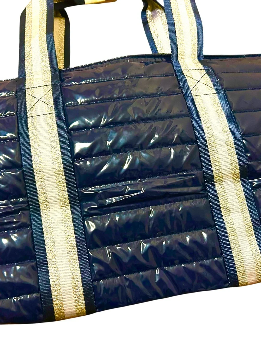NWT Think Royln Women's Wingman Navy Patent Large Travel Tote Duffel Bag